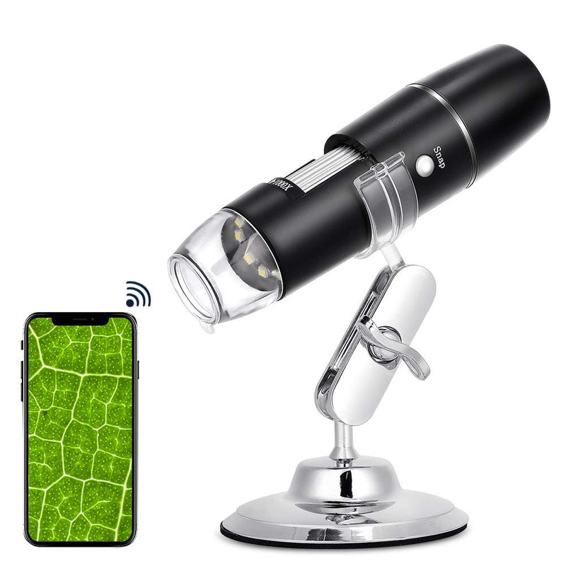 Digital Microscope 50X to 1000X, USB WiFi Microscope Wireless Digital Mini Handheld Endoscope Inspection Camera with 8 Adjustable LED Lights, Compatible with Android, iOS Phone