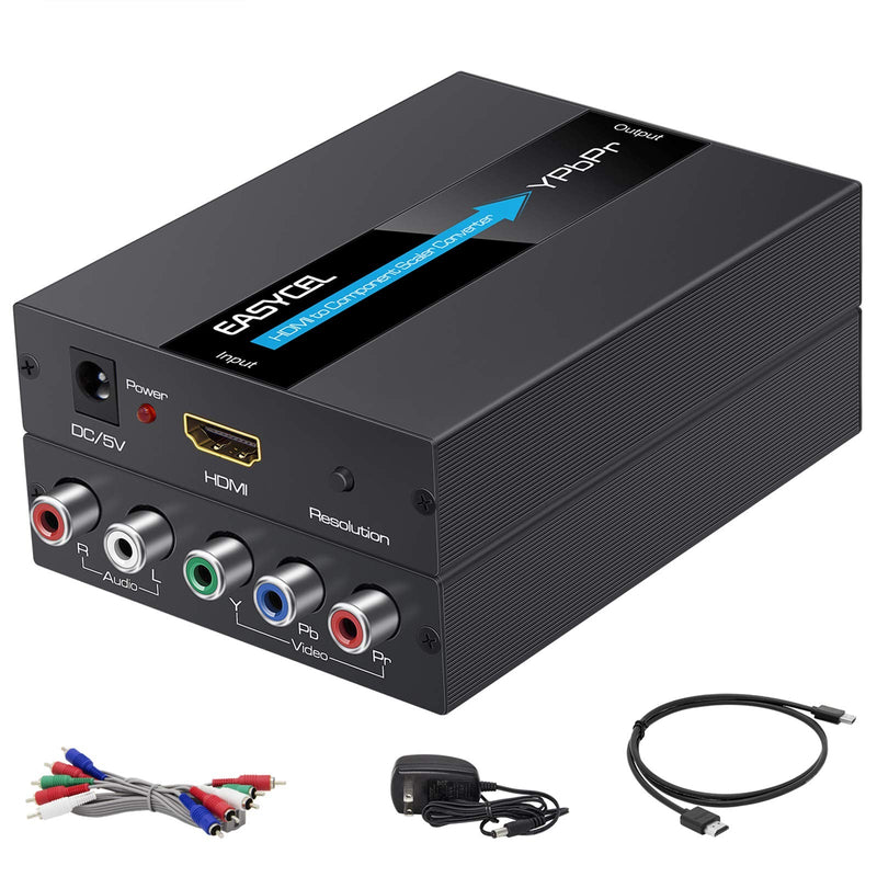 Aluminum 1080P HDMI to YPbPr/5RCA Scaler Converter, Support 480i 576i Component Output