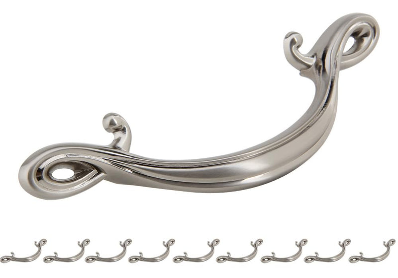 Silverline 10 Pack Cabinet Curved Arch Handle - Satin Nickel, 4" (102mm) Hole Centers Drawer Pull Kitchen Furniture Dresser Cupboard Hardware