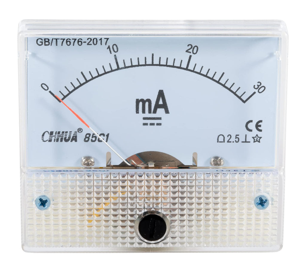 Cloudray Ammeter Gauge DC 0-30mA Analog Current Panel 85C1 2.5 Accuracy for Auto Circuit Measurement Tester (DC 30mA)