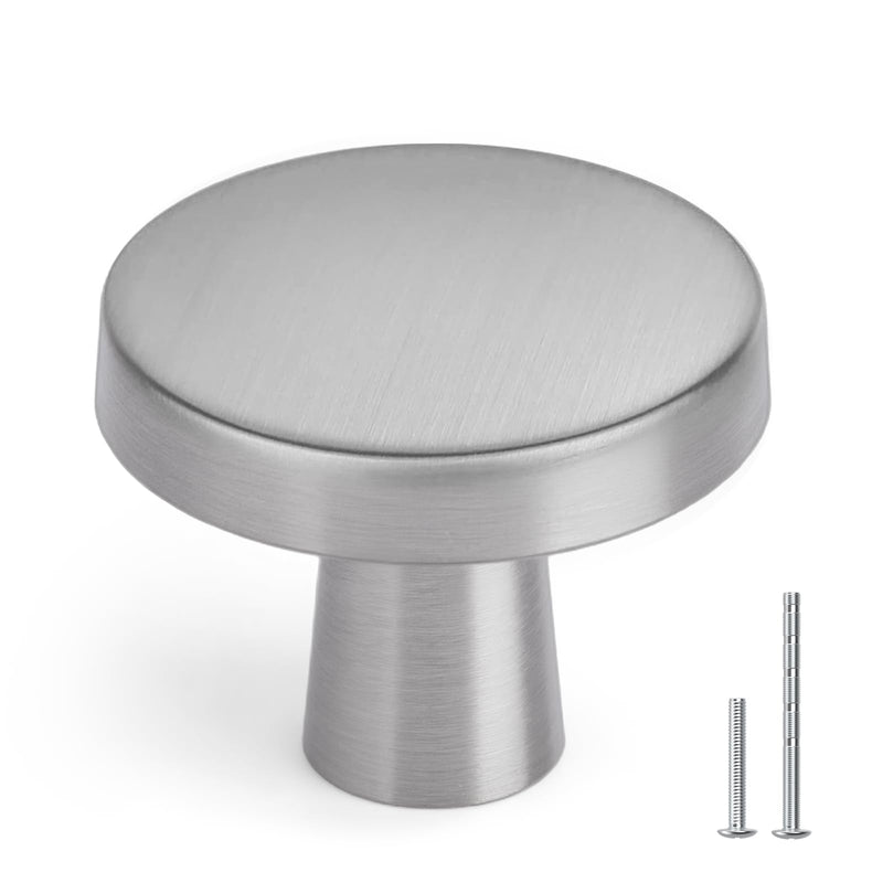 homdiy 10 Pack Brushed Nickel Cabinet Knobs Round Kitchen Handles Zinc Alloy Metal Hardware for Dresser Drawer Desk Cupboard