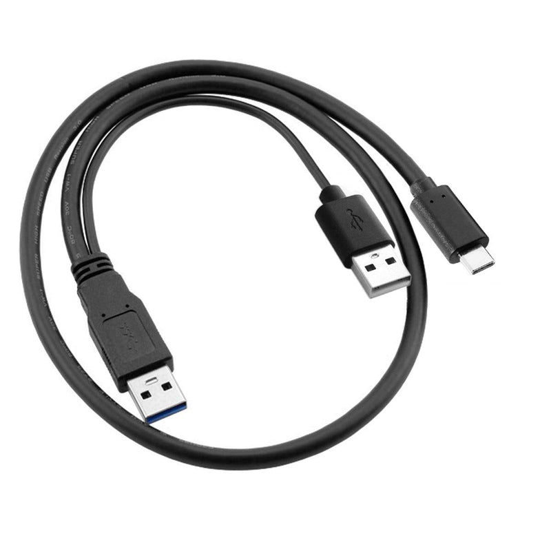 cablecc Type-C USB-C to USB 3.0 Male & USB 2.0 Dual Power Data Y Cable for Laptop & Hard Disk Dual Type-A to Type-C