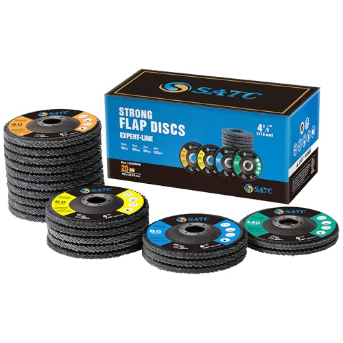 S SATC 20PCS Flap Discs 4 1/2 for Angle Grinder 40/60/80/120 Grit Flap Disc High-Density Bevel Type Angle Grinder Sanding Disc Abrasive Flap Disk #29 20.0