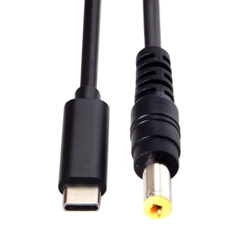 chenyang CY DC 5.5x2.5mm to Type C USB-C Input Cable for Laptop Notebook (5.5x2.5mm to USB-c) Black Cable