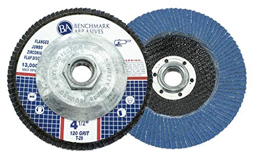 Benchmark Abrasives 4.5" x 5/8"-11 Zirconia Type 29 Flap Discs, 120 Grit
