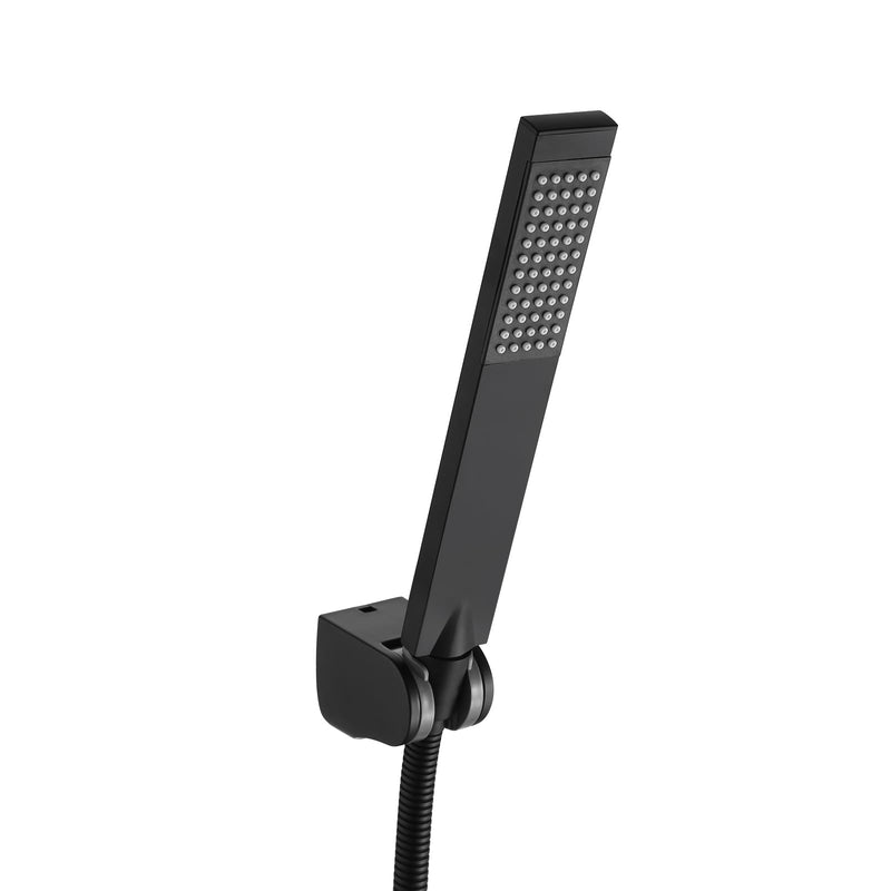KES BRASS Handheld Shower Head with 1.5-Meter Long Hose and Holder Bracket Replacement Showerhead for Bathroom Showering System Contemporary Square Style Matte Black Finish, LP135-BK