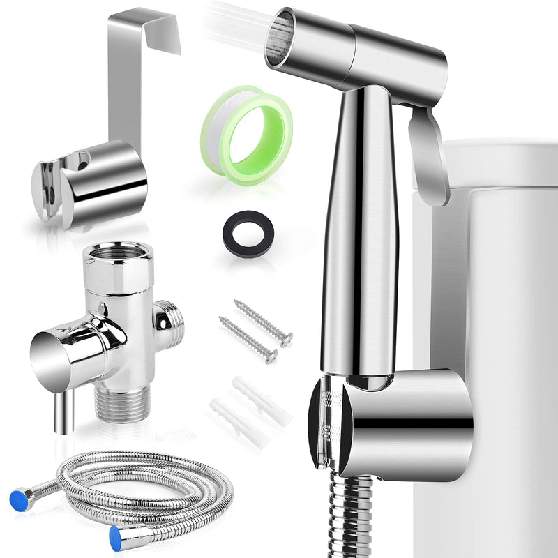 Bidet Toilet Sprayer Kit, Handheld Stainless Steel Baby Diaper Cloth Washer and Full Pressure Leakproof Pet Shower Sprayer