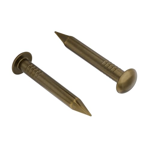 Antique Solid Brass Escutcheon Pins - 1/2" Long - Pack of 100 - Small Round Head Nails - Decorative Nails for Wood - EP1-BAB Antique Brass