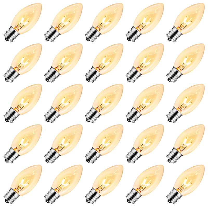 Brightown 50 Pack C9 Incandescent Light Bulbs, Christmas C9 Replacement Bulbs for Christmas String Lights, Christma Tree, Indoor Outdoor Holiday Decor, E17 Intermediate Base, 7 Watts, Clear 50 Count (Pack of 1)