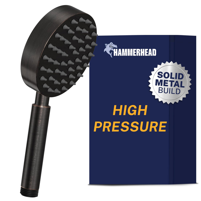 Solid Metal Hand Held Shower Head, Oil Rubbed Bronze | 4 Inch Spray Wand | Made from 304 Stainless Steel with Silicone Nozzles | Works With All Hoses, Slide Bars & Wall Mount Holders 2.5 GPM