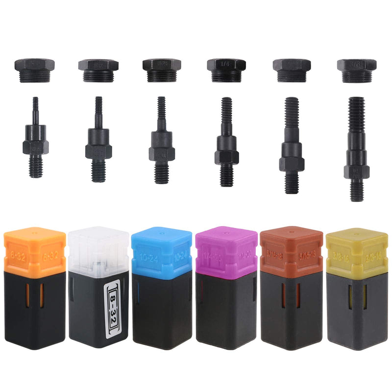 Hilitchi Assorted 6PCS SAE Rivet Nut Gun Mandrel and Nose Piece Riveter Tip Spare Part 6-32 8-32 10-24 1/4-20 5/16-18 3/8-16