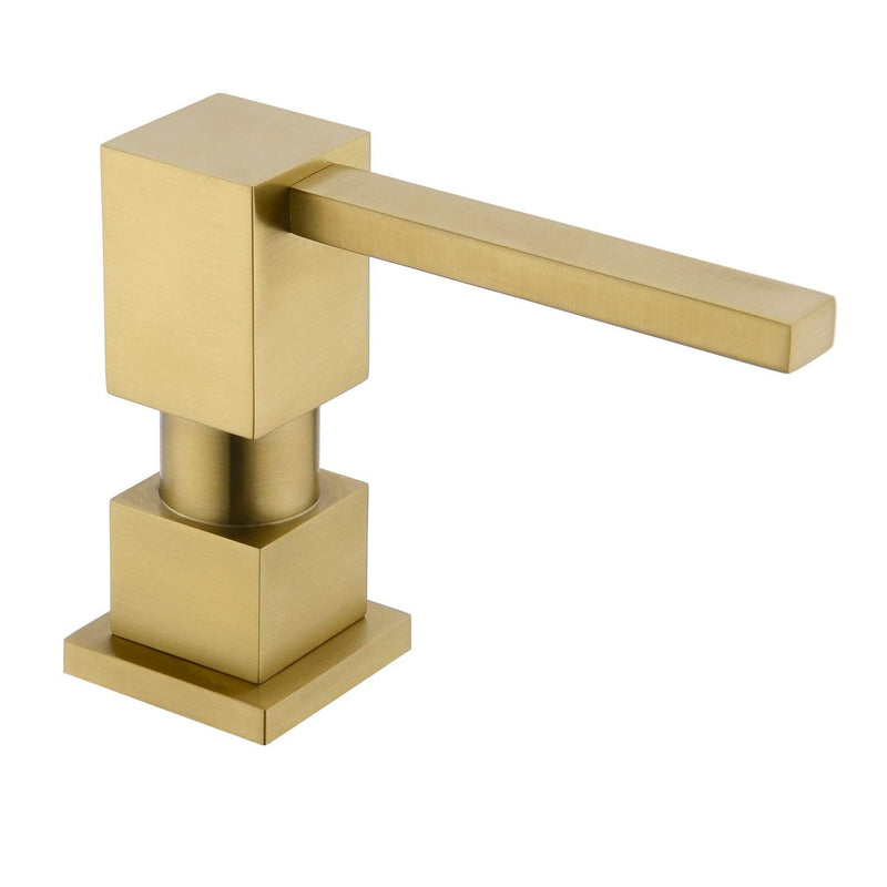 Built in Sink Soap Dispenser or Lotion Dispenser for Kitchen Sink, Brushed Gold Brass Pump Head, with 11 Ounce PET Soap Bottle With Bottle
