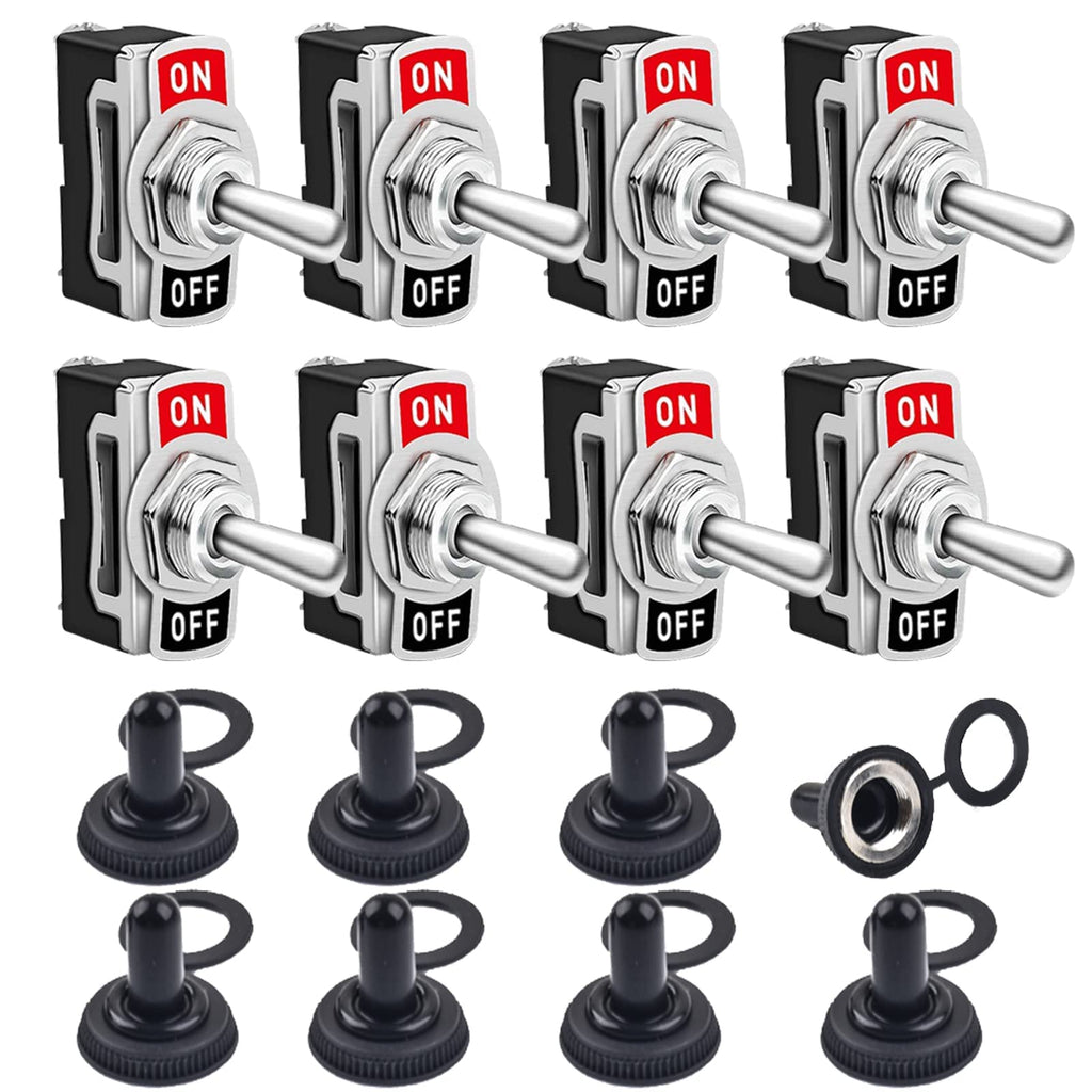 Toggle Switches 8 Pack 2 Pin ON Off SPST Car Rocker Toggle Switches, 20A Heavy Duty Waterproof Toggle Witch 8Pack-ON-OFF(2 Pin)