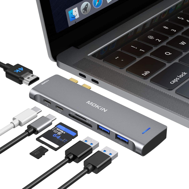 USB C Adapter for MacBook Pro 2022 2021 2020, MacBook Pro USB Adapter, 7 in 2 MacBook Pro Accessories for MacBook Pro/Air M1M2, Mac Dongle with 4K HDMI, 2 USB 3.0, TF/SD, USB-C 100W and Thunderbolt 3 Gery