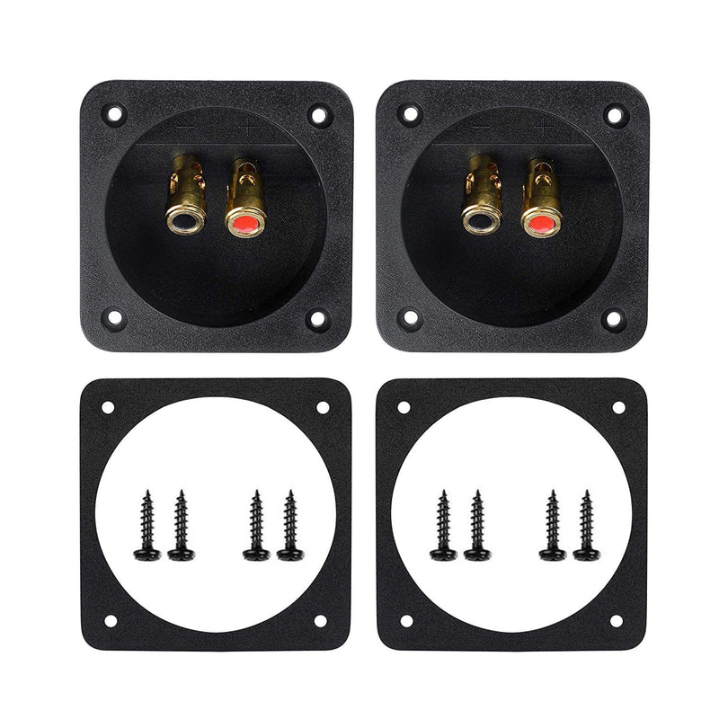 2 Pcs 3.1” Double Binding Round Gold Plate Push Spring Loaded Jacks Speaker Box Terminal Cup