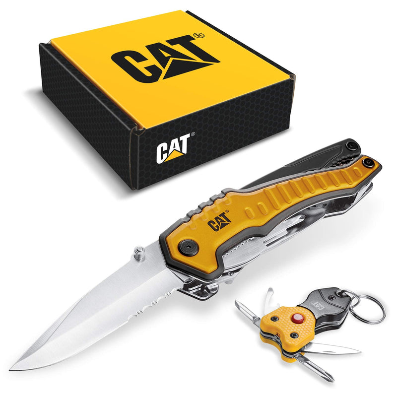 Cat 2 Piece XL Multi-Tool and Multi-Tool Key Chain with Light Gift Box Set - 240240, Yellow