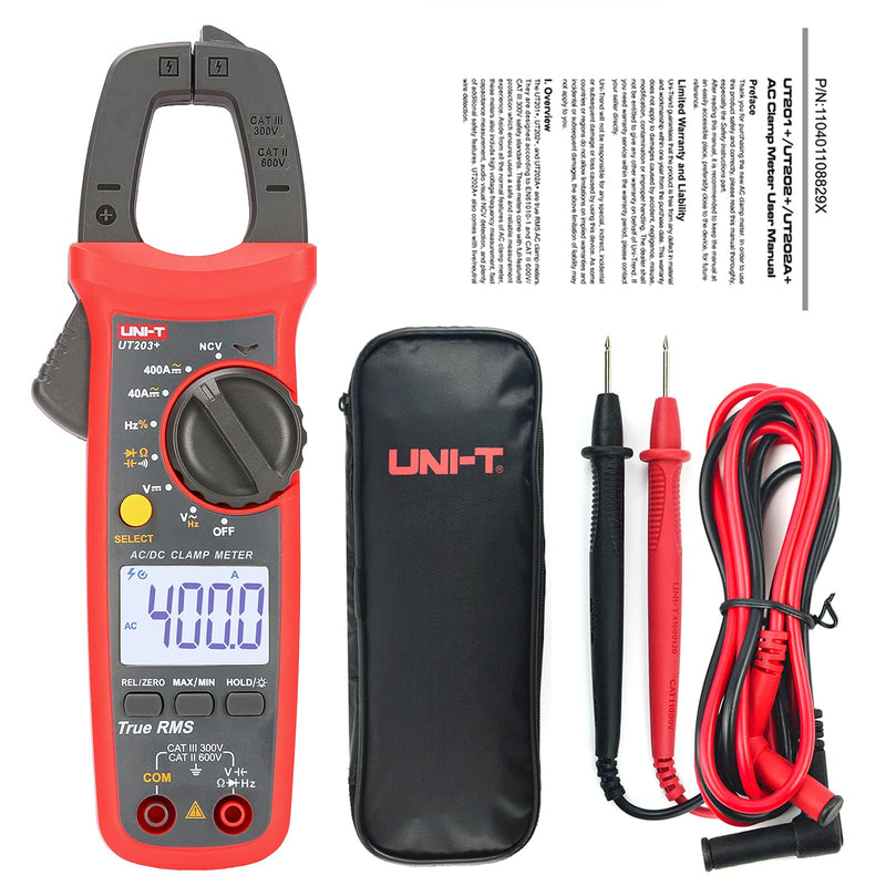 UNI-T UT203+ Digital Clamp Meter AC/DC Current Auto Range True RMS Max/Min Backlight Multimeter UT203+