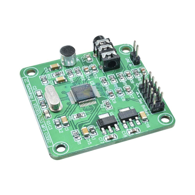 Hailege VS1053 MP3 Audio Player Module Audio Decoder Board Onboard Recording Microphone SPI Interface OGG Output Port Line-In 12.288 MHz