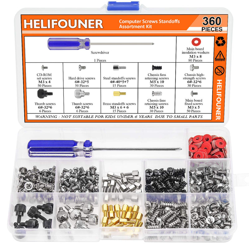360 Pieces Computer Standoffs Screws Assortment Kit with a Screwdriver
