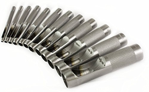 12 PC Hand Hollow Hole Punch Set KIT for Gasket Leather Punching Steel DIE Tool