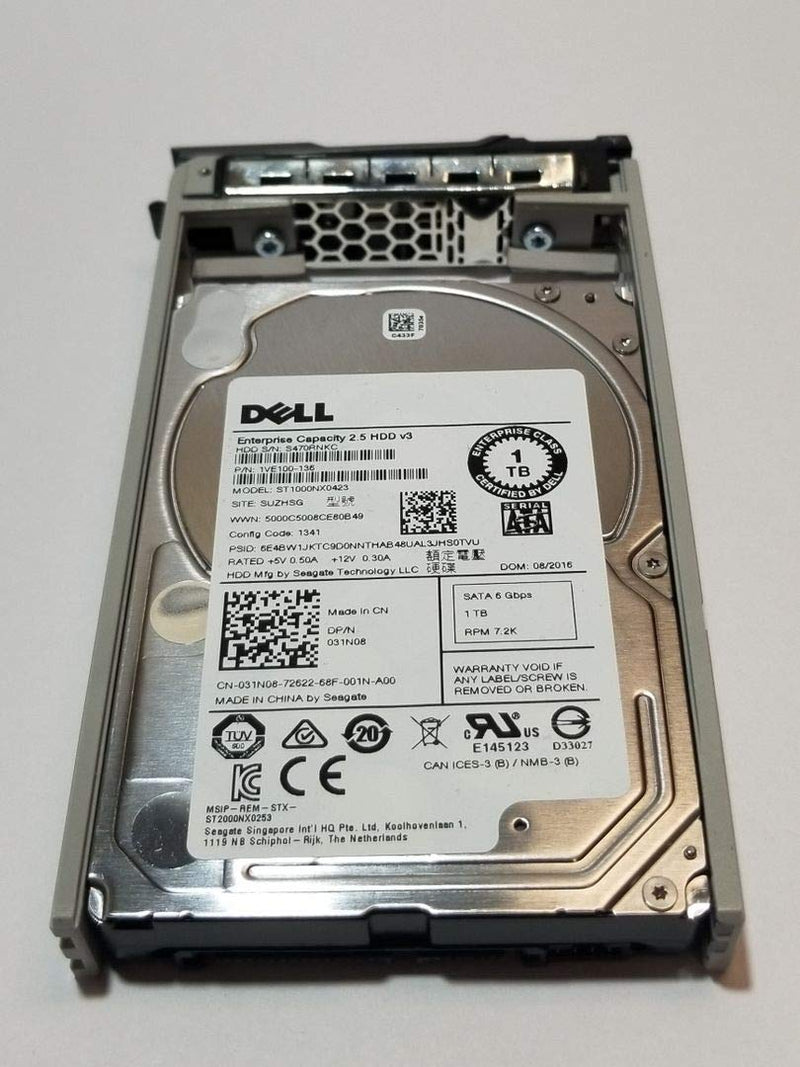 Seagate 1TB HDD 7.2K RPM 2.5" 6Gb/s SATA Hard Disk Drive Model: ST1000NX0423 DP/N: 31N08