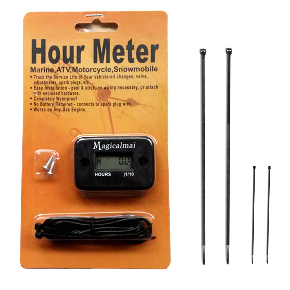 Inductive Hour Meter for Gas Engine Generator Lawn Mower Pressure Washer Marine ATV Boat Outboard Motor Dirt Bike Motorcycle Waterproof Hr Meters - Black 1