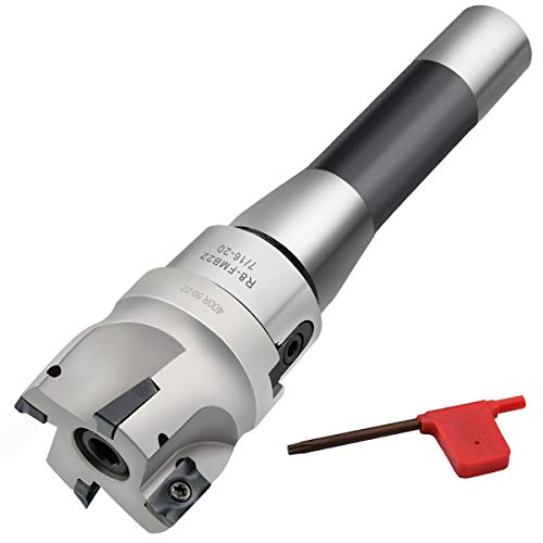 Earl Diamond Super Heavy Duty R8 FMB22 7/16 Straight Shank Arbor 400R Face End Mill Cutter with 4Pcs APMT1604 Carbide Inserts (Outer Diameter of Cutter Head 50)