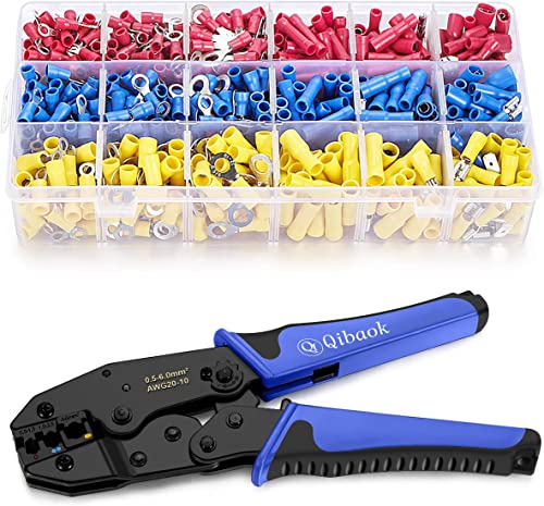 Qibaok Wire Terminals Crimping Tool Kit with 800 PCS Wire Connectors