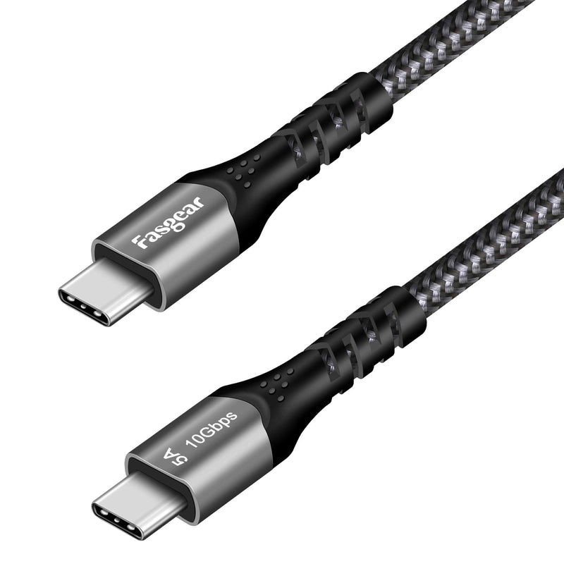 Fasgear USB C to USB C Cable 1.6ft, Type C USB 3.1 Gen 2 10Gbps 4K@60Hz Output 5A 100W Fast Charge Power Delivery (PD),for PD Docking Station,T5 LaCie SSD,Hard Drives,MacBook Pro,iPad Pro 2018,Black Black