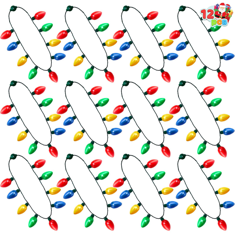 JOYIN 12 Packs Christmas LED Light Up Bulb Necklaces 9 Bulbs LED Necklaces Holiday Costume Accessories for Christmas Xmas Party Favor Party Supply