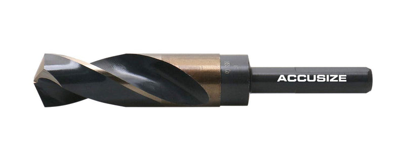 Accusize Industrial Tools 1'' ANSI M35(H.S.S. + 5% Cobalt) S and D Drill, 1/2'' Shank, 135 Degree Split Point, 0412-0001 | 1" ANSI M35(HSS + 5% Cobalt) S and D Drill, 1/2" Shank, Reduced Shank, 135-Degree Split Point, 1 in