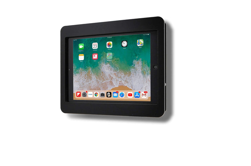 TABcare Anti-Theft Acrylic VESA Enclosure for Apple iPad 7/8/9 10.2" with Free Wall Mount Kit & 90-Degree Angle Charge Cable (iPad 7/8/9 10.2", Black) iPad 7/8/9 10.2"