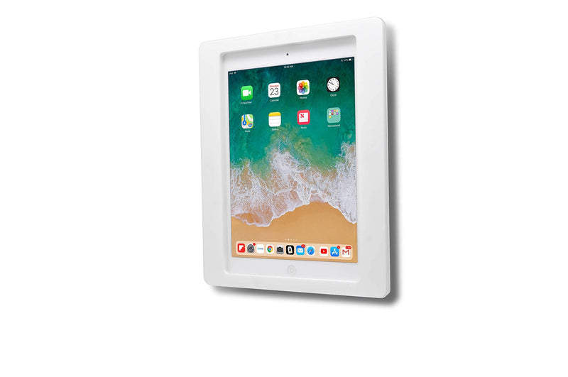TABcare Anti-Theft Acrylic VESA Enclosure for Apple iPad 2/3/4 9.7" with Free Wall Mount Kit & 90-Degree Angle Charge Cable (iPad 2/3/4 9.7", White) iPad 2/3/4 9.7"