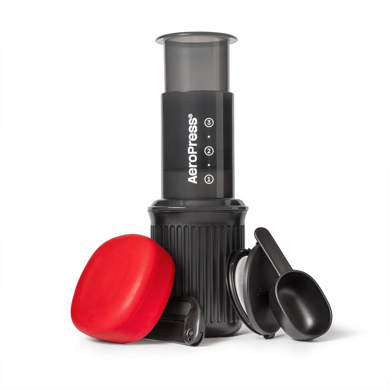 AeroPress Go, Extra Small Portable Coffee Maker Kit, Travel, Hiking & Camping, All-in-One French Press, Pour-Over & Espresso Style Manual Brewer, 2 Min Brew Makes a Less Bitter, More Flavorful Cup Grey