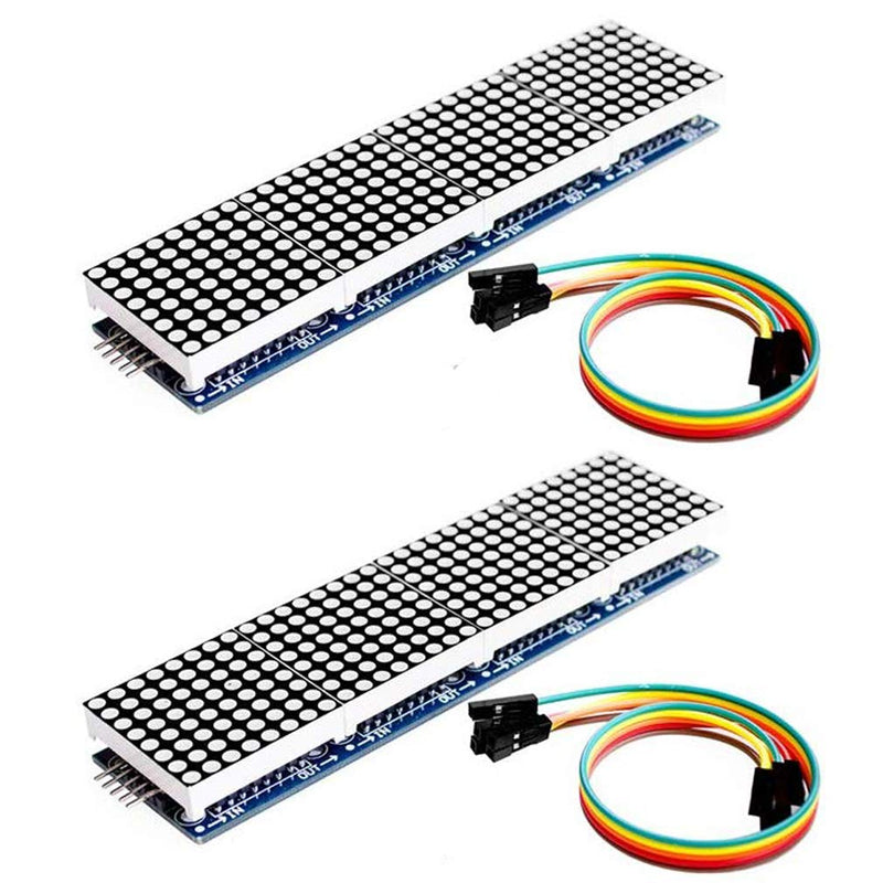 Hailege 2pcs 8x8 Dot Matrix LED Module Four in One Dot Matrix Display for Arduino Microcontroller with Dupont Wire