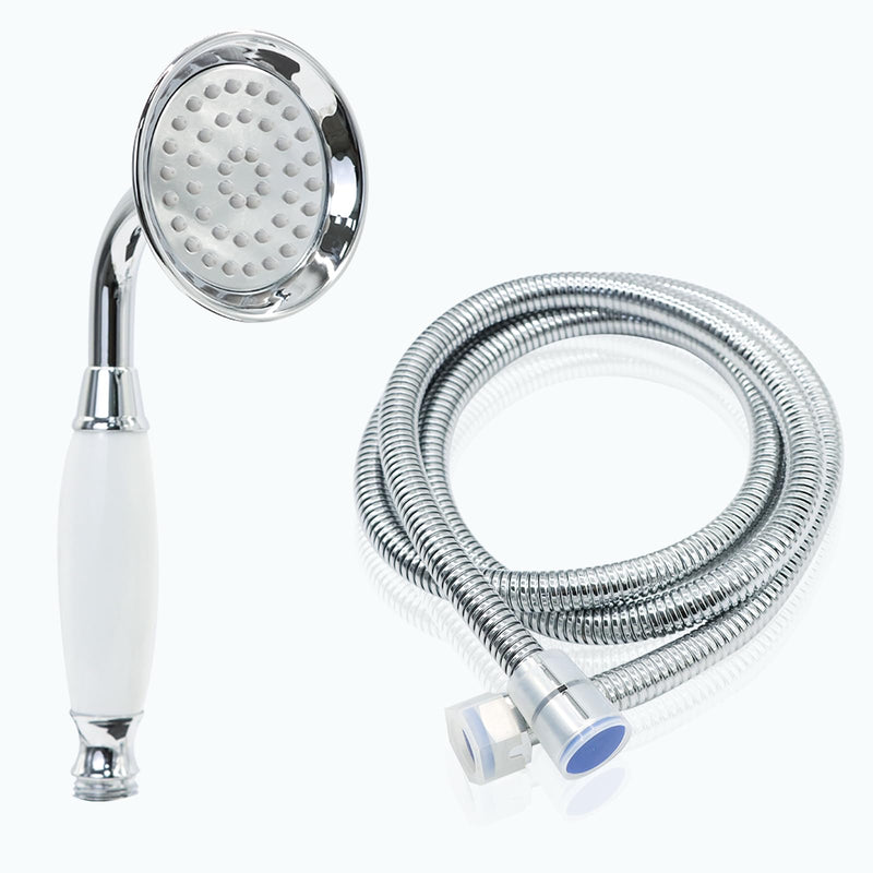ENGA Vintage Hand-held Shower Rain Sprayer Telephone Shaped Ceramic Shower Head with 59 Inch Hose for Bathroom (Chrome Finish) Chrome Finish