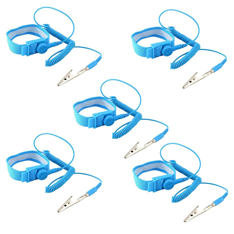 Hailege 5pcs Anti Static Wrist Strap ESD with Clip Discharge Grounding Prevent Static Shock