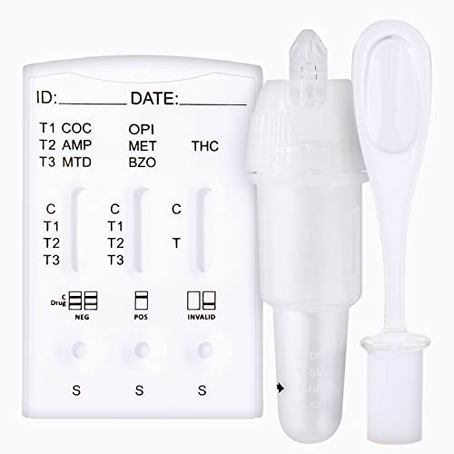 One+Step Multi Drug Test Saliva for 7 Drug Types: THC - Amphetamine - Cocaine - Methamphetamine - Methadone - Opiates - Benzodiazepines - Drug Quick Test Saliva Test - Pack of 2