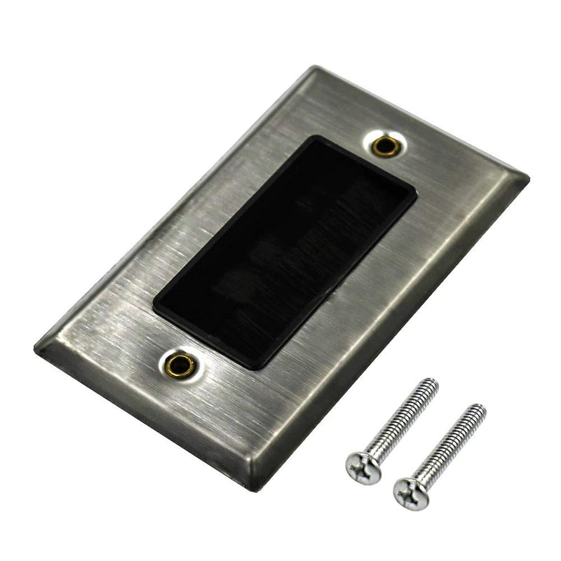 Dahszhi Brush Wall Plate Stainless Steel Cable Pass Through Insert for Wires, Single Gang Cable Access Strap, Wall Socket for HDTV, Home Theater Systems