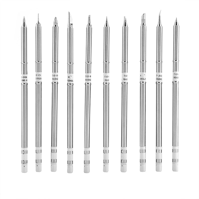 T12 Series Soldering Iron Tips Replacement Set for FX 951 Rework Station, 10PCS Nickel Iron Alloy Tips with Precise Thermal Response for PCB Repair and Electronics Soldering