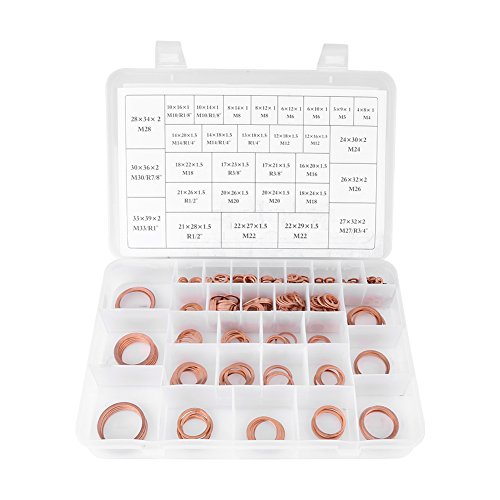Thincol Copper Flat Ring Washers Set, 568PCS, 30 Sizes, With Plastic Box