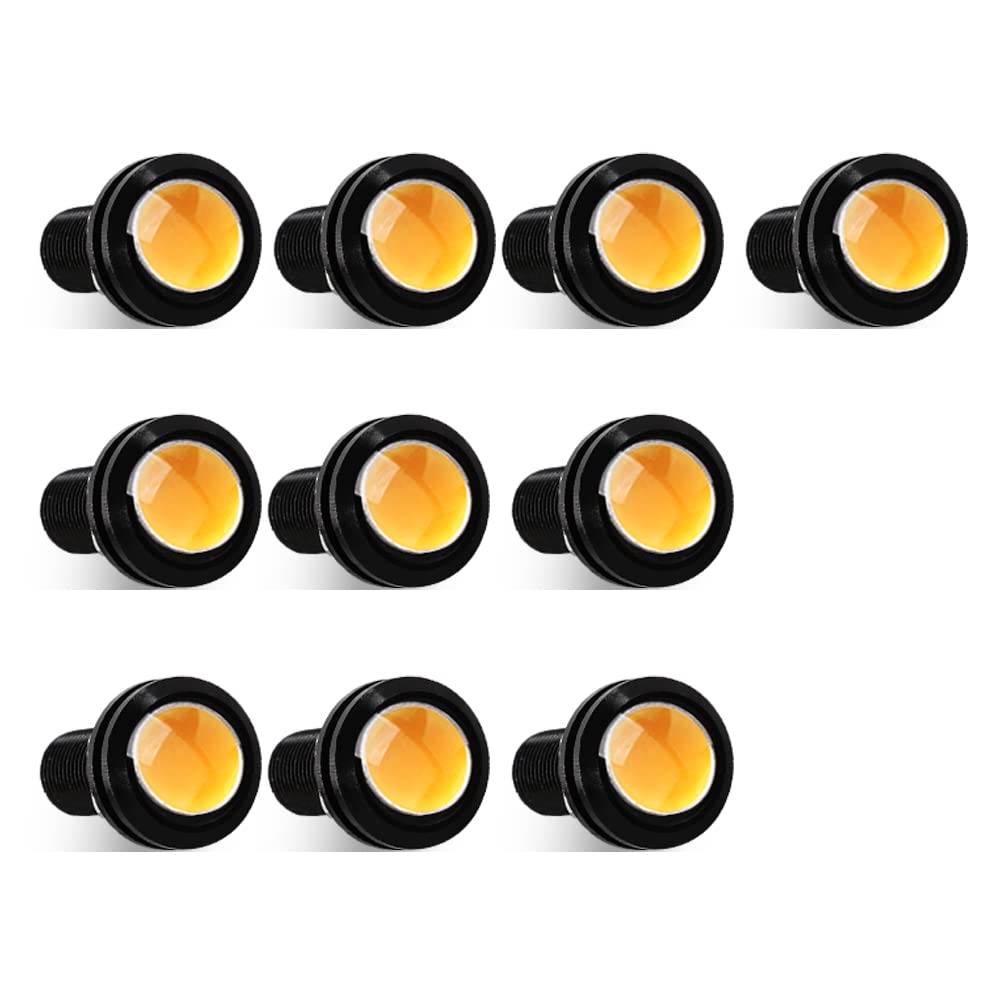 Sidaqi Eagle Eye LED 18mm 12V 9W High Power Car Motorcycle Daytime Running DRL Bumper Fog Light Backup Light Clearance Marker Lights Waterproof-10pcs,Amber Amber