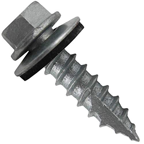 14 x 1 NO Paint Metal Roofing Screws - Hex Washer Head- Self-Starting/Tapping - EPDM Washer. 1 x 250 Count Bag - 250 Screws 1"