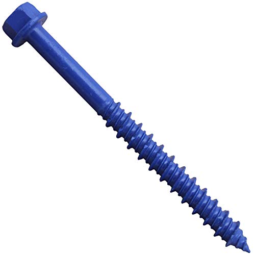 Blue Concrete Anchor Screws 1/4" x 2-3/4" Carbon Steel Hardened - Interior & Exterior Coated Rust and Corrosion Resistant Screws (Qty 100) BLUE 1/4"x2-3/4" 100 CT