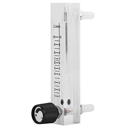 Oxygen Air Flow Meter, LZQ-7 Gas Flow Meter 1-10LPM Flow Meter with Control Valve for Oxygen/Air/Gas, 8mm Hose Barb