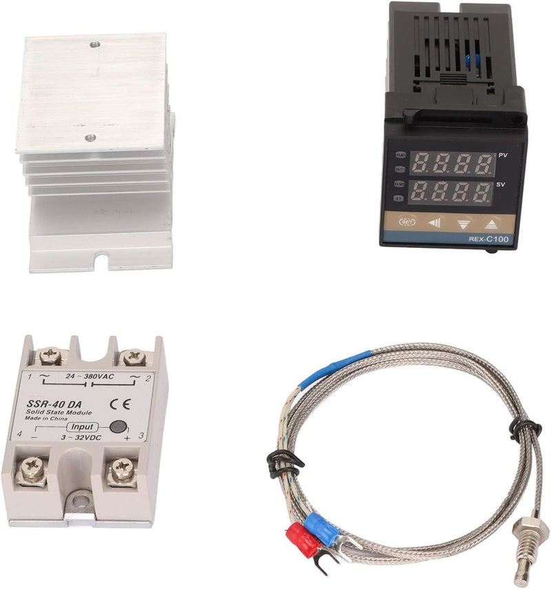 Digital PID Temperature Controller REX-C100 REX C100 Thermostat + SSR Relay+ K Thermocouple Thread Probe+Heat Sink