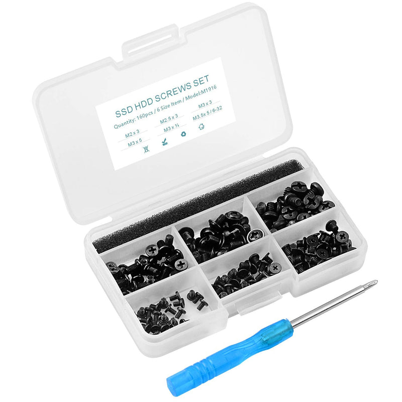 160Pcs Laptop Notebook SSD HDD Screws Kit for Lenovo Toshiba Gateway Samsung HP IBM Dell Sony Acer Asus SSD Hard Disk SATA