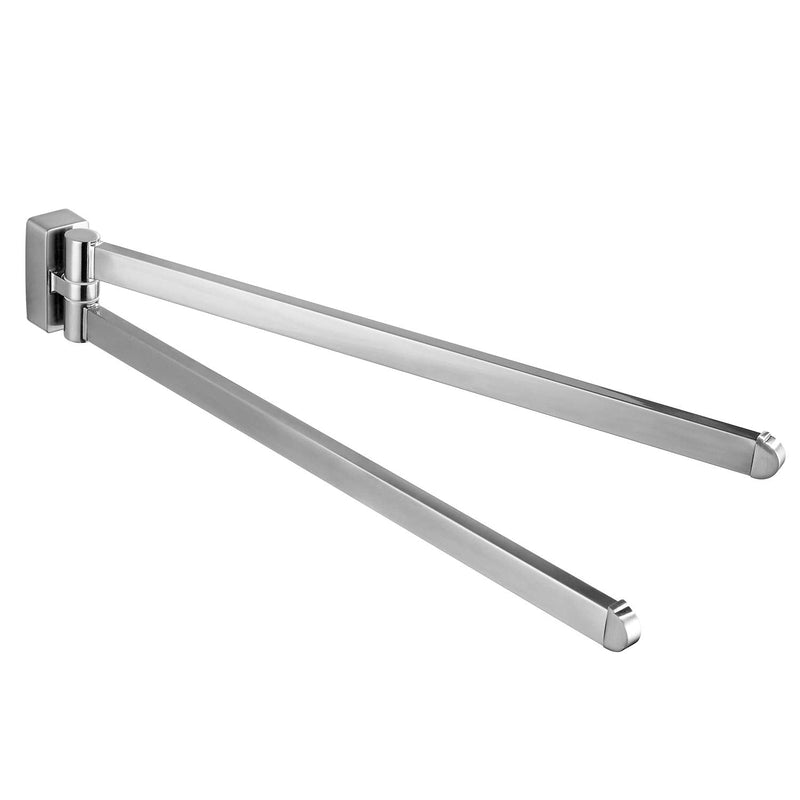 BGL Swivel Towel Bar Brushed Nickel,Two Arms Wall Mount Towel Hanger Holder for Bathroom Organizer