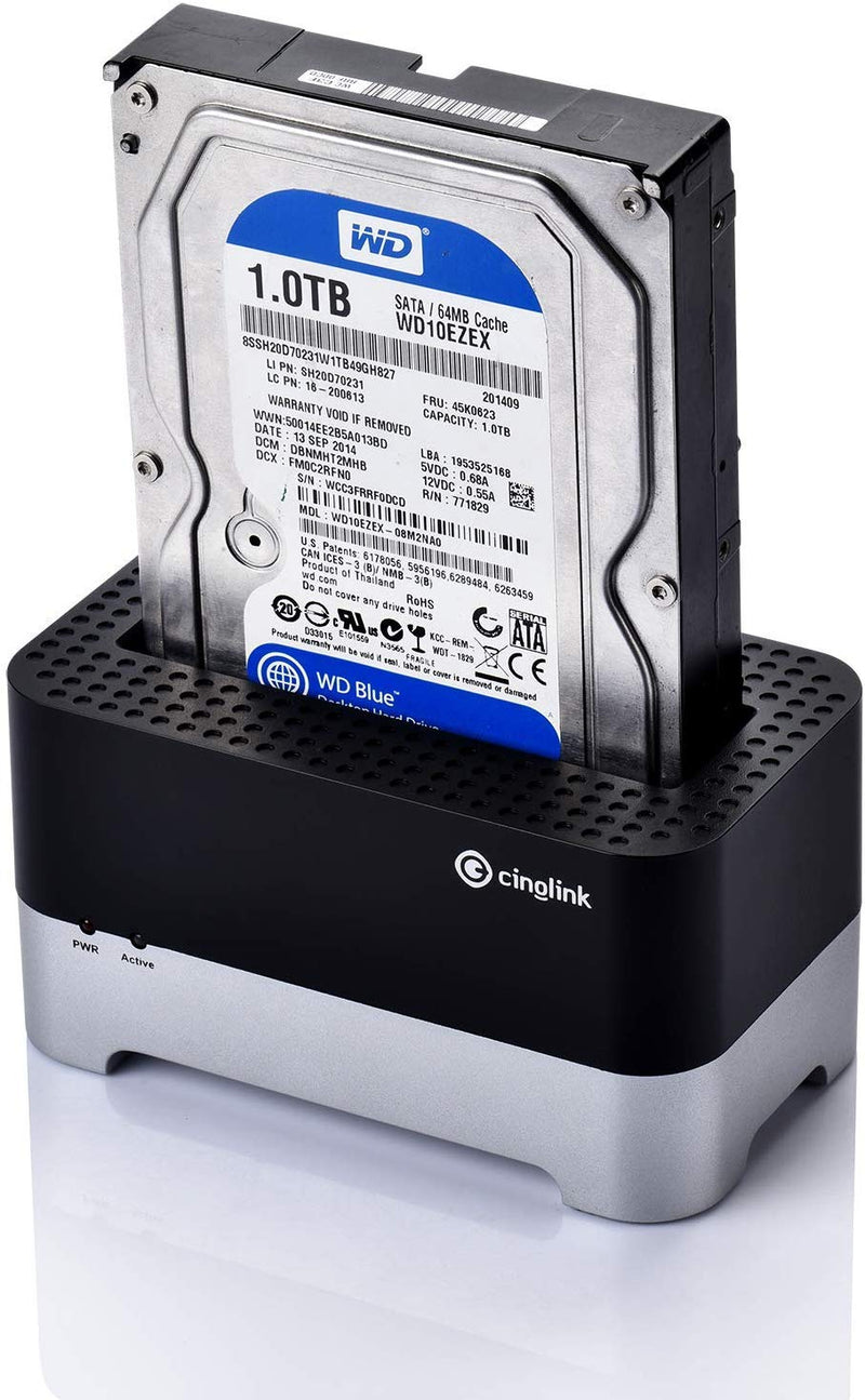 Cinolink USB 3.0 to SATA 2.5/3.5 Inch Hard Drive Docking Station with 4ft USB 3.0 Cable for HDD/SSD Support up to 12TB, Compatible with Windows PC, Mac, Linux, Android TV, PS4, Xbox One Single bay