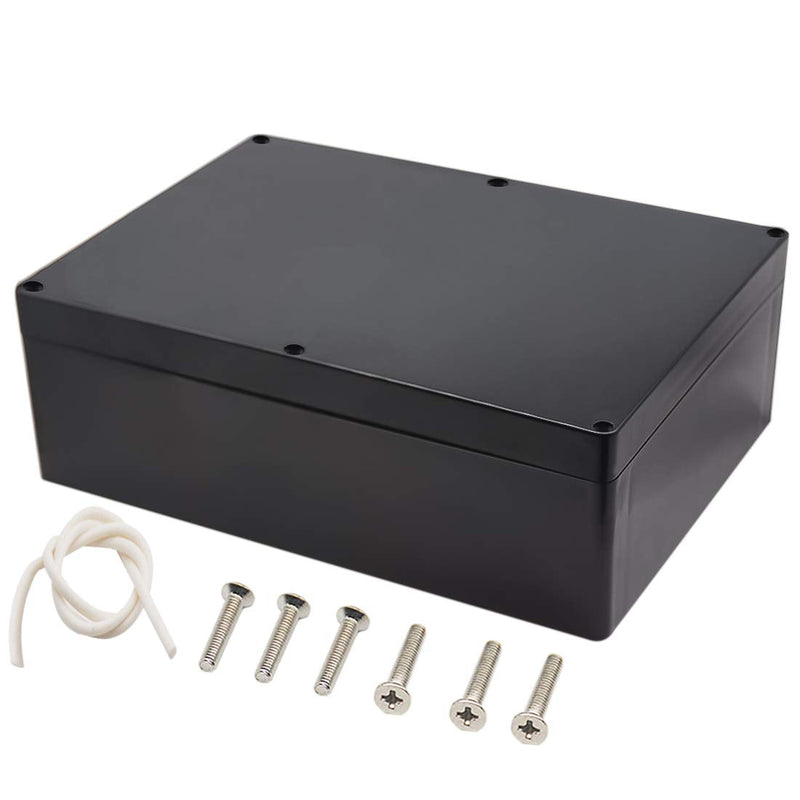 Junction Box, Zulkit Project Box IP65 Waterproof Outdoor Box ABS Plastic Electrical Boxes Electronic Enclosure Black 11.42 x 8.27 x 3.94 inch (290 x 210 x 100 mm)(Pack of 1) 11.42'' x 8.27'' x 3.94''(Pack of 1)